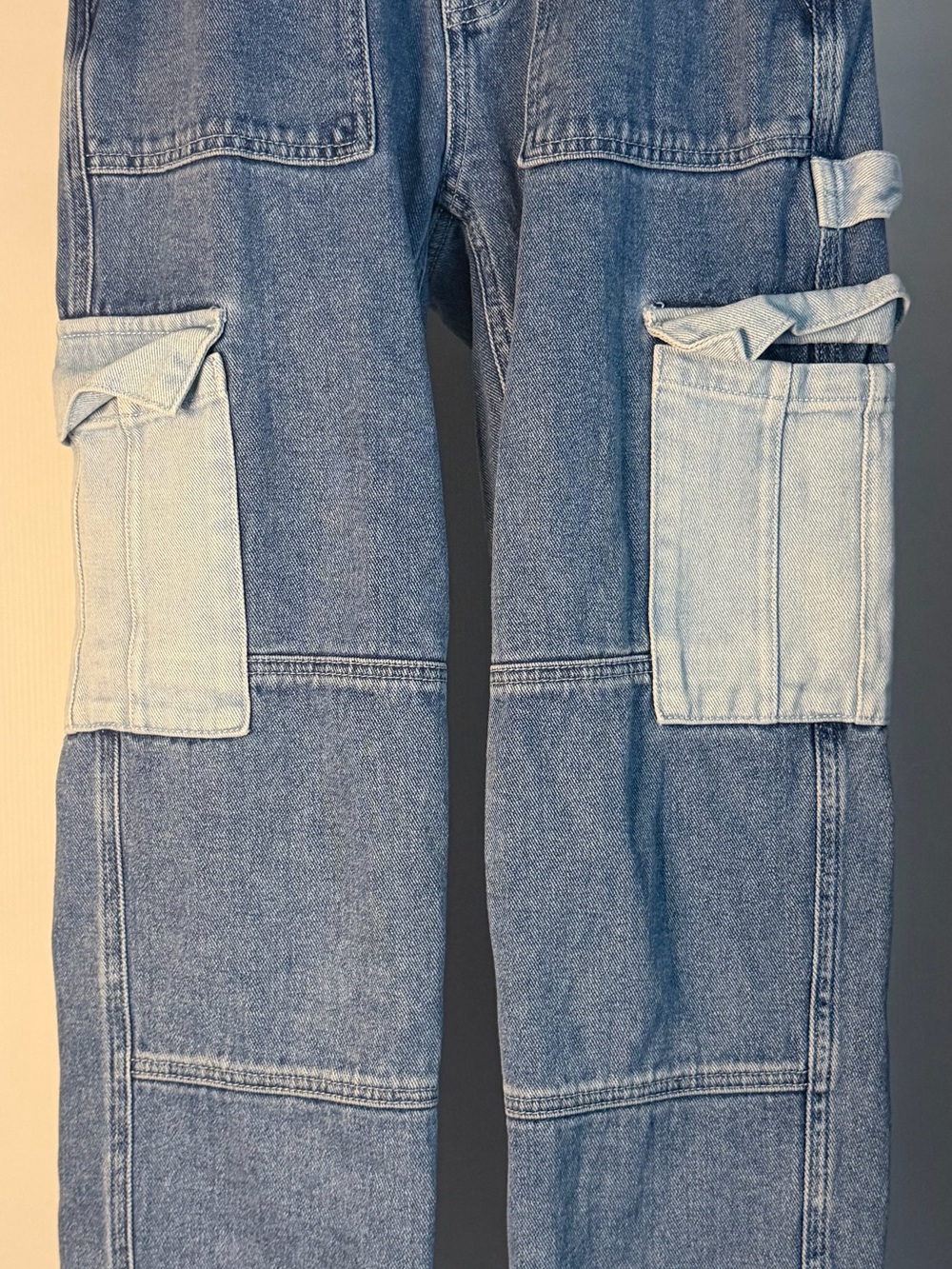 PacSun Two-Tone Blue Denim Cargo Jeans